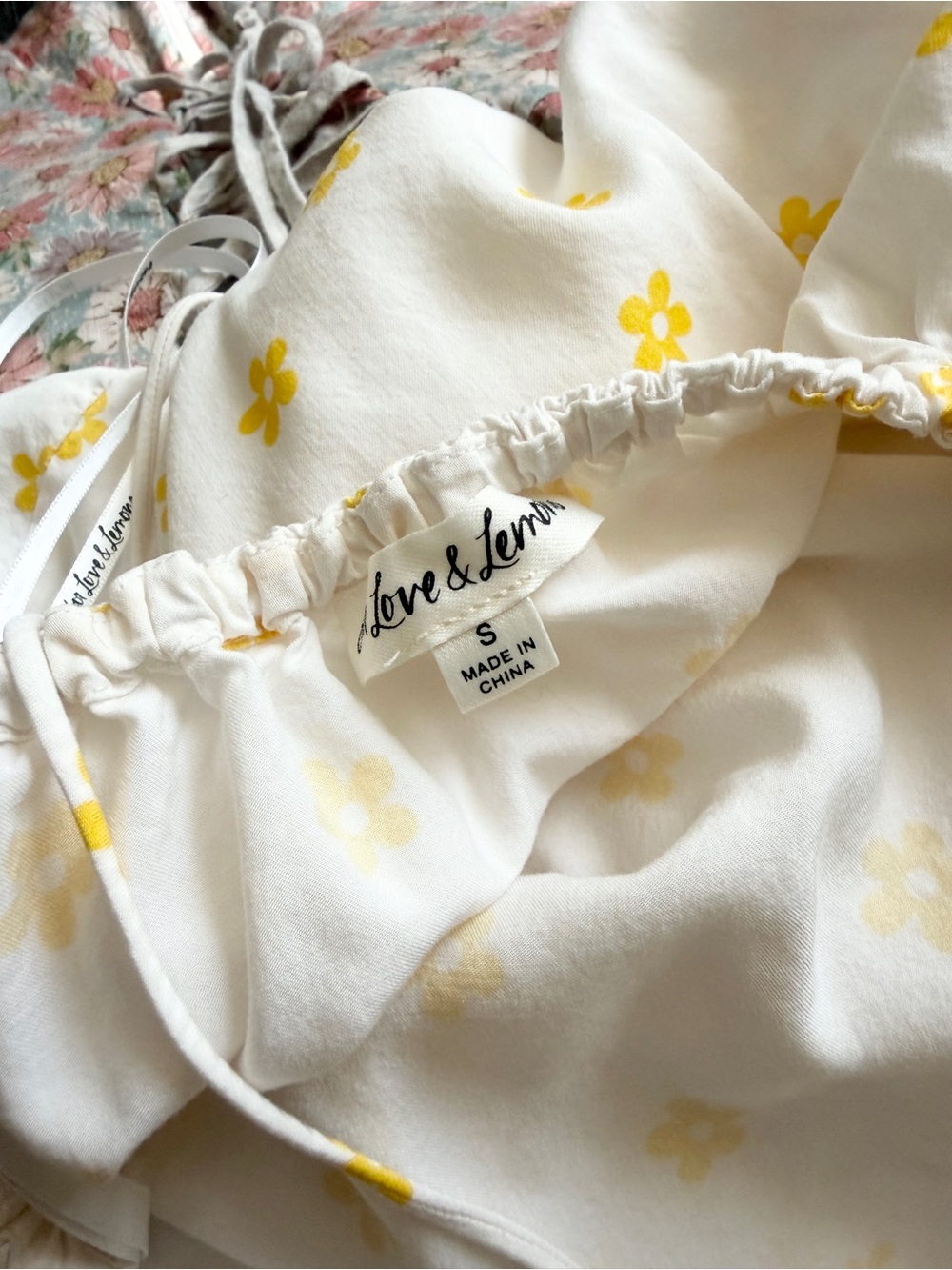 For Love & Lemons x Revolve SMALL Kyra white yellow floral mini dress - Picture 5 of 8